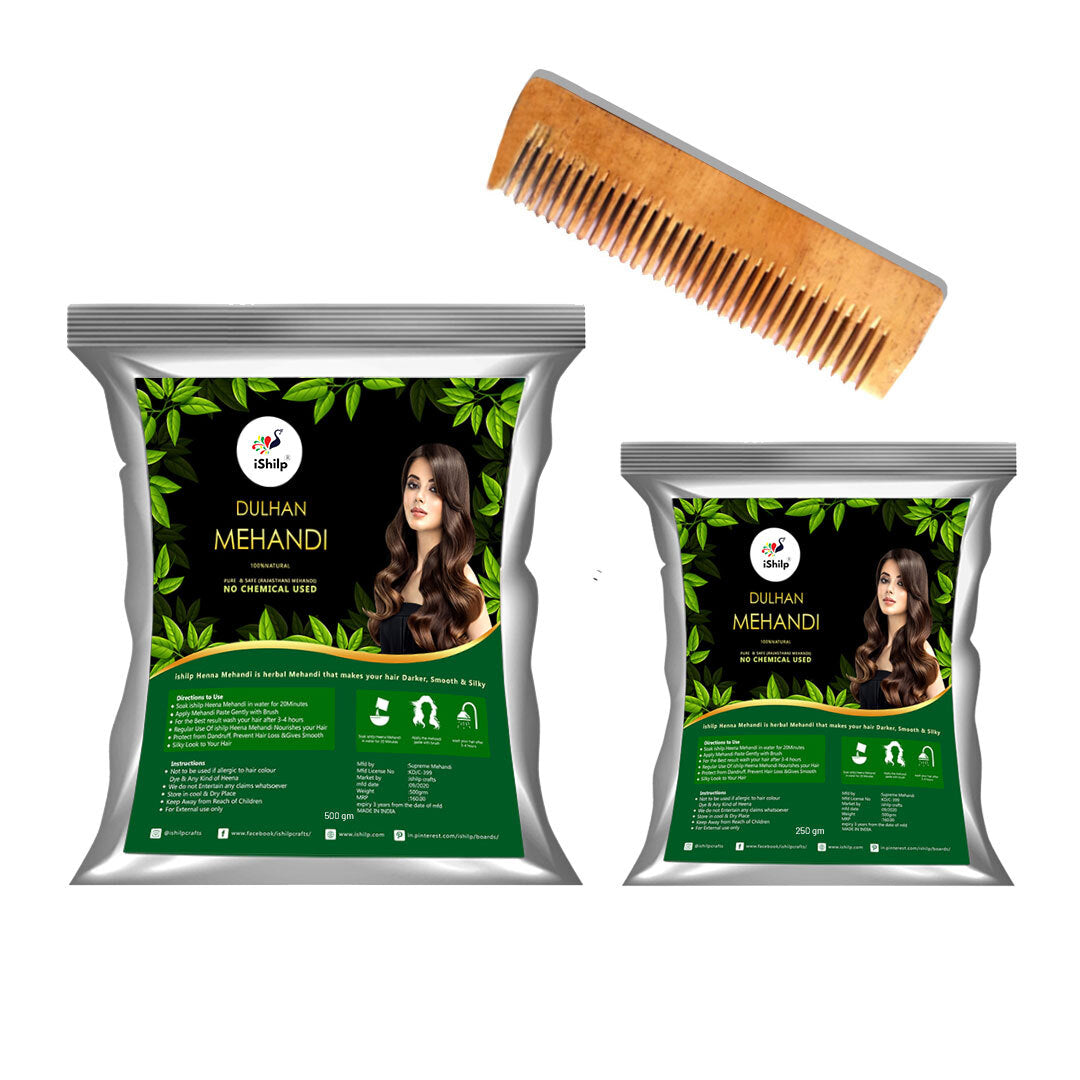 Burgundy Mehndi 500GRM+250GRM Combo With Neem Comb (Flat 10% Off)